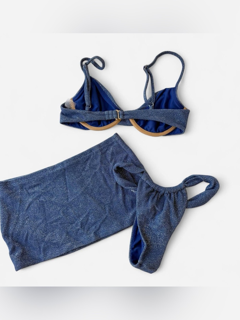 Montce Blue Shimmer 3-Piece Bikini Set - Picture 3 of 3